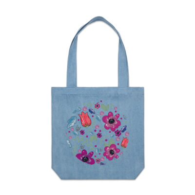 Round Floral Tote Bag Thumbnail
