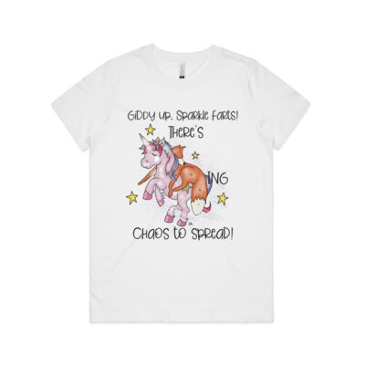 Giddy Up sparkle farts womens maple organic t-shirt Thumbnail