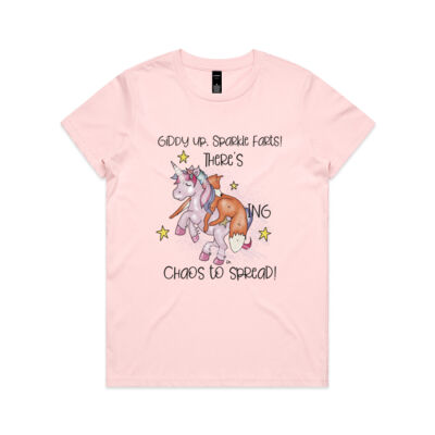Giddy Up sparkle farts Womens maple tee Thumbnail