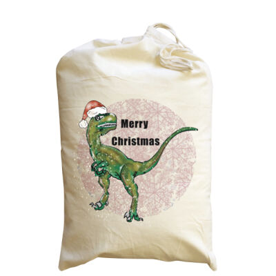 Merry Christmas Raptor calico Santa sack Thumbnail