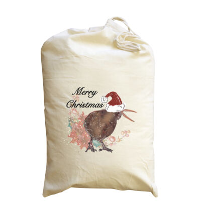 Merry Christmas Kiwi calico Santa sack Thumbnail