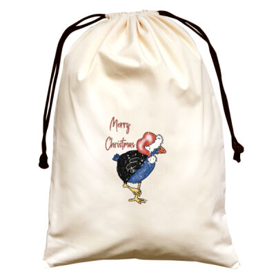 Merry Christmas Pukeko natural canvas Santa sack Thumbnail
