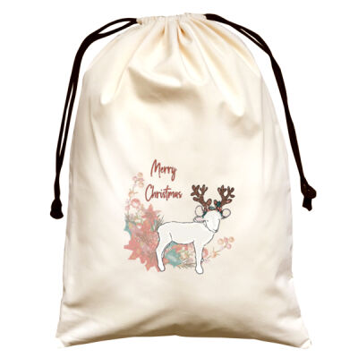 Merry Christmas lamb large natural Santa sack Thumbnail